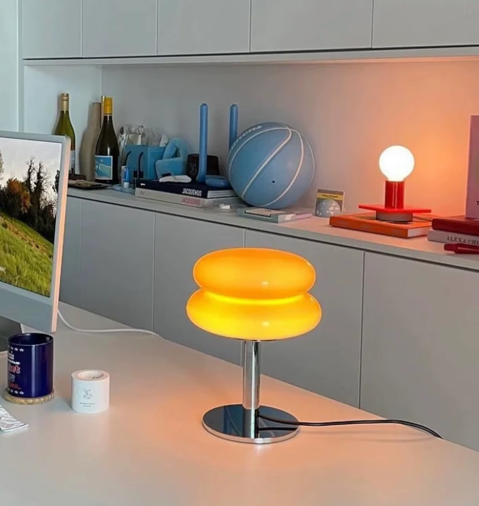 USB Powered Touch Control Desk Lamp with 3 Light Modes Glass Shade 11 inch Height for Nightstand Office Workspace Soft Glow Accent Lighting | Thomler