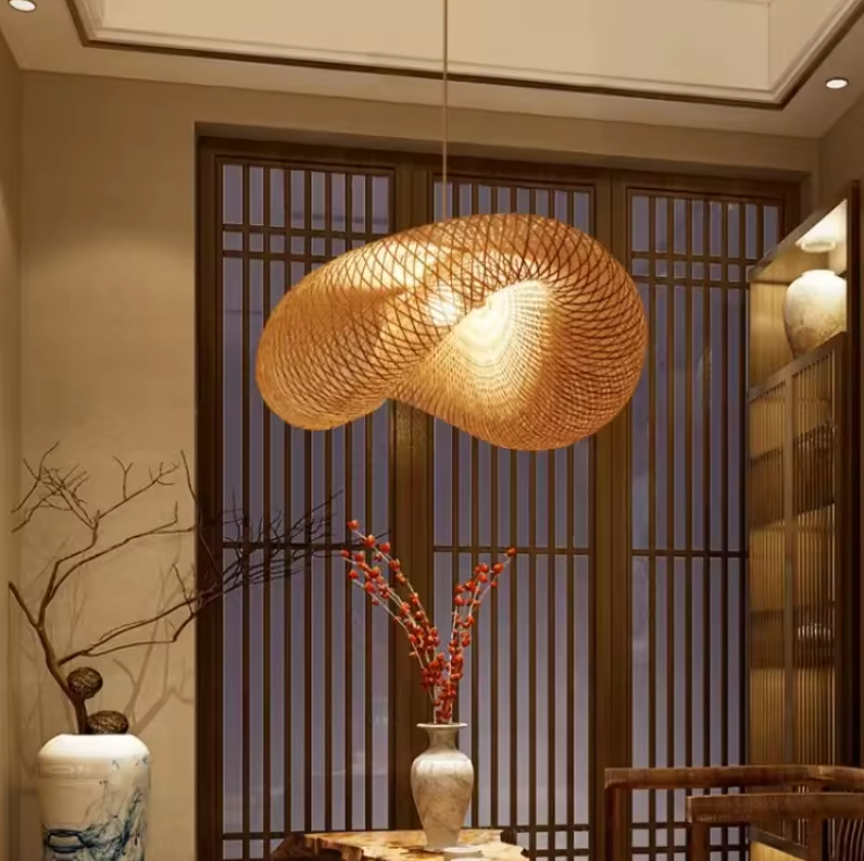 Geweven rotan koepelvormige plafondlamp 31,5 inch natuurlijke afwerking sfeerverlichting E27-fitting voor eetkamer keukeneiland woonkamer Scandinavisch | Thomler