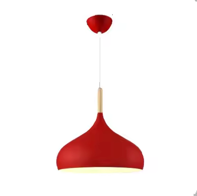 E27 Dome Pendant Fixture with Wood Trim – Adjustable Height Hanging Light for Kitchen Island, Dining Table, Bedroom – Minimalist Nordic-Insp | Thomler