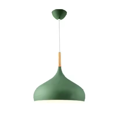 E27 Dome Pendant Fixture with Wood Trim – Adjustable Height Hanging Light for Kitchen Island, Dining Table, Bedroom – Minimalist Nordic-Insp | Thomler