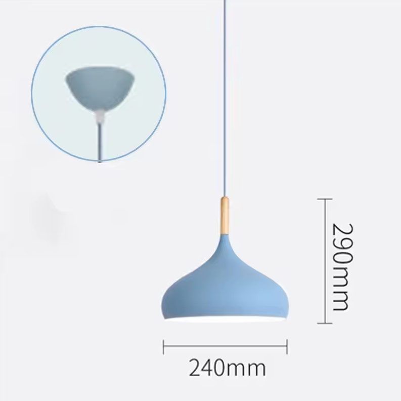 E27 Dome Pendant Fixture with Wood Trim – Adjustable Height Hanging Light for Kitchen Island, Dining Table, Bedroom – Minimalist Nordic-Insp | Thomler