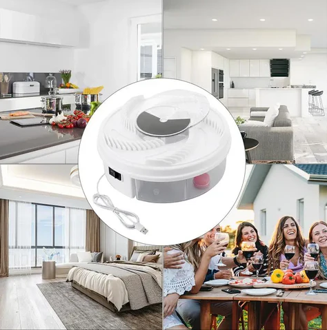 USB Roterende Vliegenval voor Keuken & Huis – Fluisterstille, Chemievrije Insectenvanger voor Eetkamers, Kantoren en Woonruimtes
