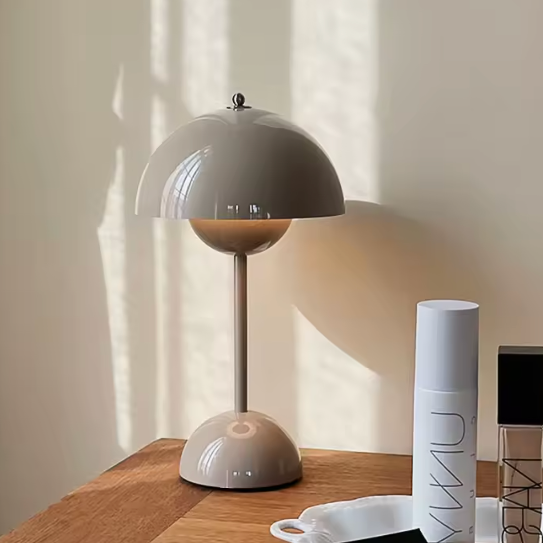 Cordless Mushroom Desk Lamp with 3-Level Dimmer – Rechargeable LED Nightstand Light for Bedroom, Office & Living Room – 11.6 in Height | Thomler