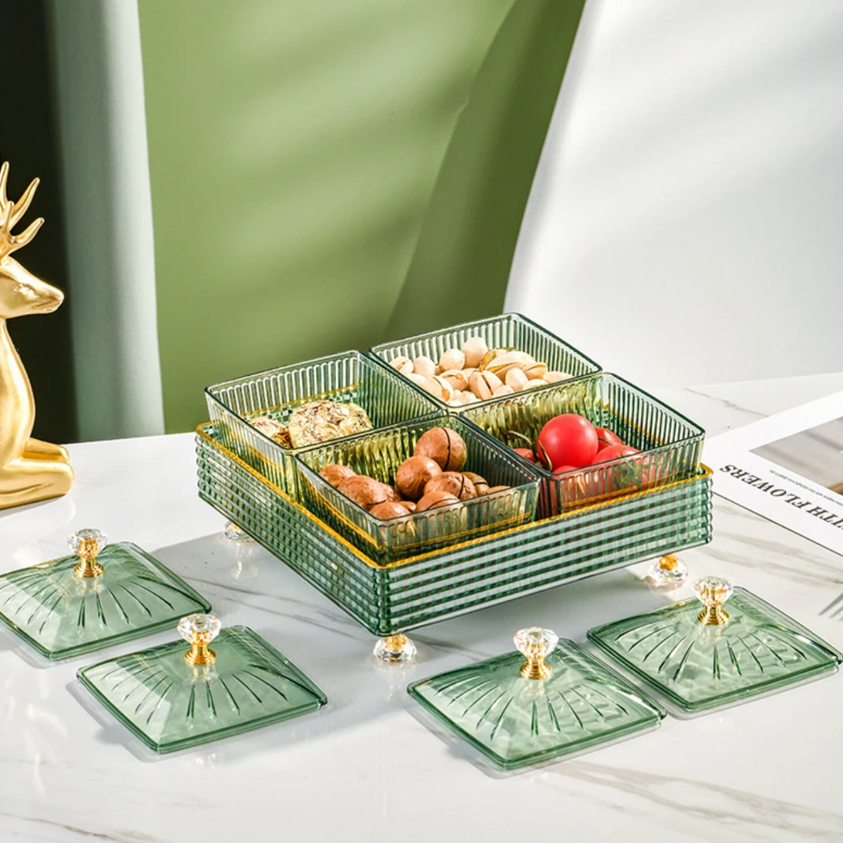 Divided Party Platter with Compartments for Appetizers Candy Nuts Dried Fruit Holiday Gatherings Home Entertaining Versatile Serving Dish Di | Thomler