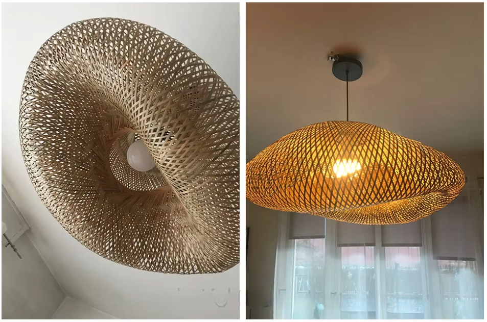 Geweven rotan koepelvormige plafondlamp 31,5 inch natuurlijke afwerking sfeerverlichting E27-fitting voor eetkamer keukeneiland woonkamer Scandinavisch | Thomler