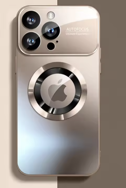 Funda magnética brillante con cierre a presión para iPhone compatible con carga inalámbrica magnética, acabado de espejo