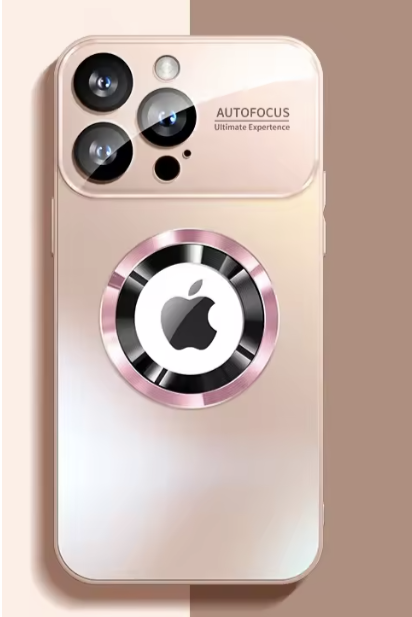 Funda magnética brillante con cierre a presión para iPhone compatible con carga inalámbrica magnética, acabado de espejo