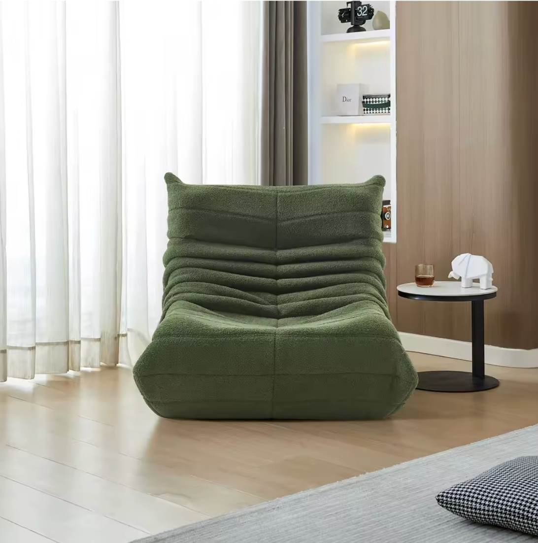Memory Foam Floor Chair with Backrest Support 34 in Wide Velvet Cushion Seat for Reading Gaming Bedroom Living Room Green | Thomler