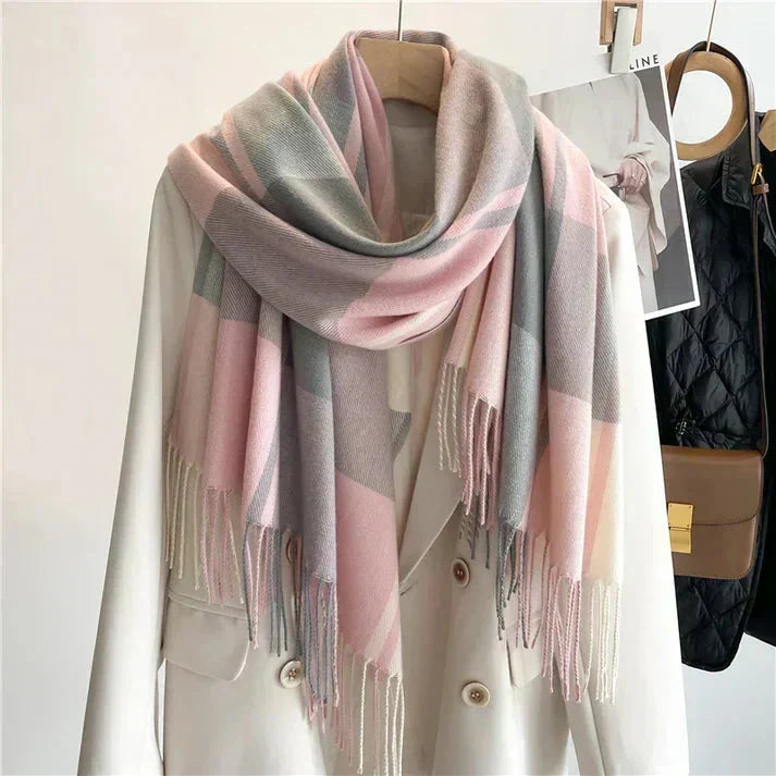 Kariertes Quadrat-Halstuch für Damen – Weicher Winter-Schal 89 x 89 cm, Hals-Accessoire für kaltes Wetter & Layering-Outfits