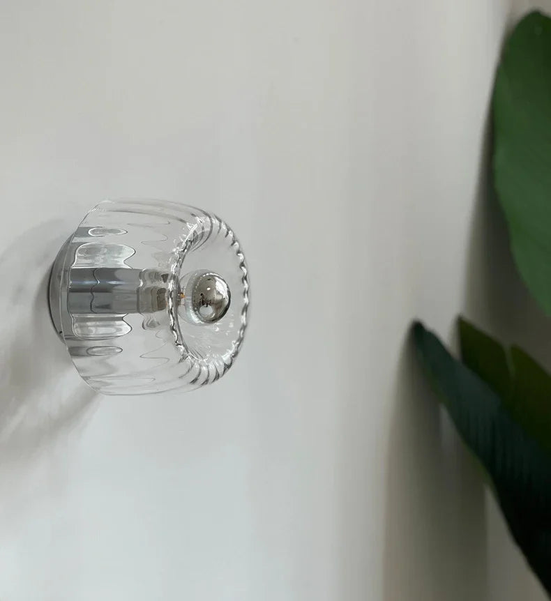 E14 Glass Sconce for Bedrooms, Hallways & Living Rooms – 6.3 in Minimalist Indoor Accent Fixture with Metal Frame & Rotary Switch for Modern | Thomler