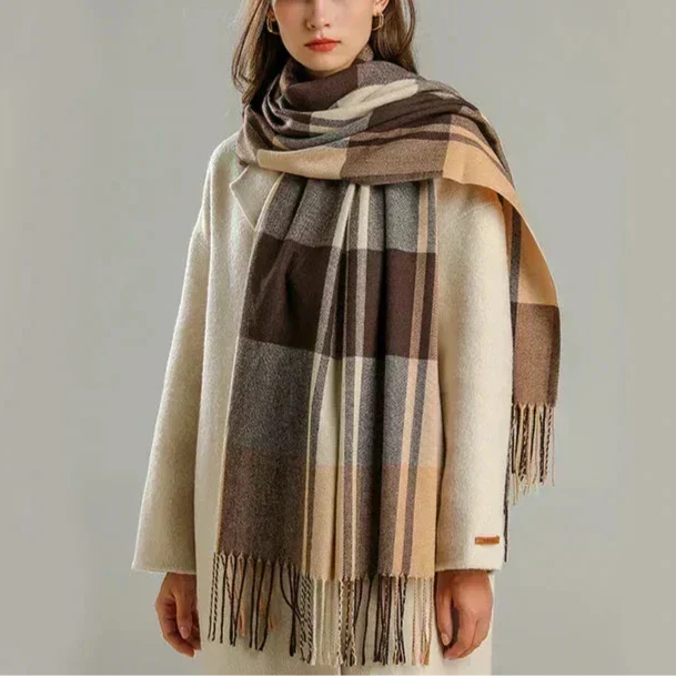 Plaid Square Scarf for Women – Soft Fabric Winter Wrap 35 x 35 Inches Neck Accessory for Cold Weather & Layering Outfits