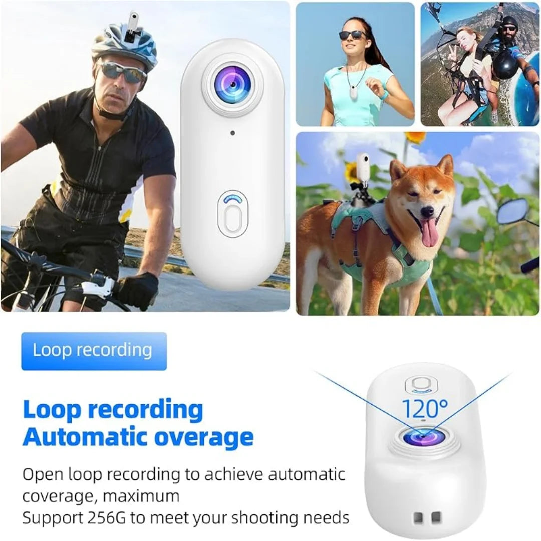 Compact 4K Action Camera with WiFi, Waterproof Housing, Magnetic Clip & 360° Rotating Mount for POV Recording | Thomler