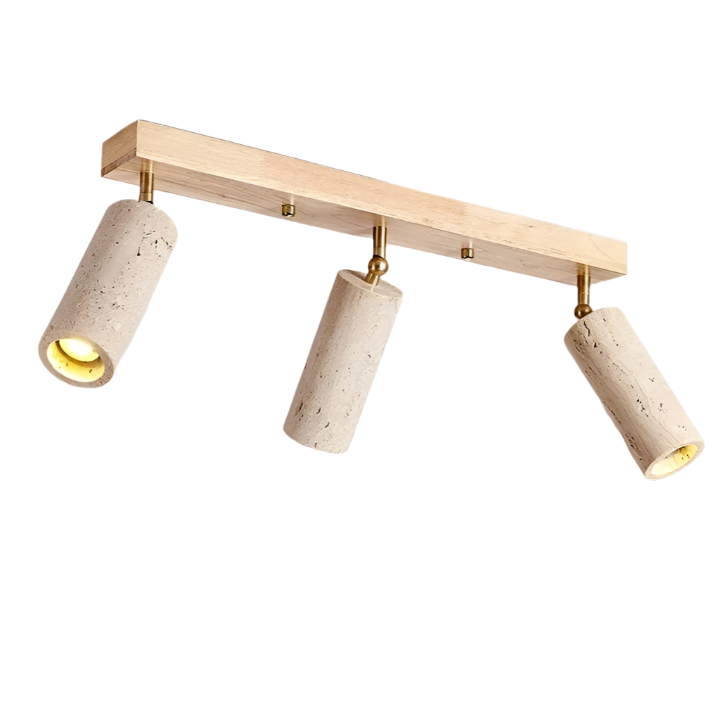 Dreifache verstellbare Strahlerleiste in Stein-Optik, Holz-Finish, 24 Zoll, für Wohnzimmer, Schlafzimmer, Akzentbeleuchtung, moderne, flache Leuchte | Thomler