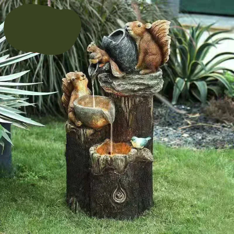 Solar-Powered Duck & Squirrel Garden Statue with LED Lights – Weather-Resistant Resin Outdoor Figurine for Patio & Yard