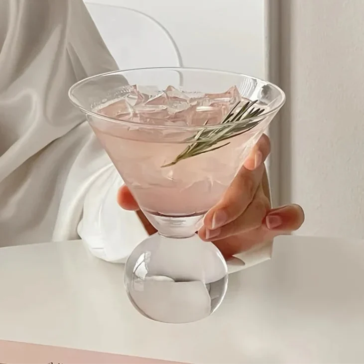 Crystal Cocktail Coupe with Globe Bowl 4 in Stemmed Barware for Martinis Home Bar Entertaining Premium Drinkware Clear Glass | Thomler