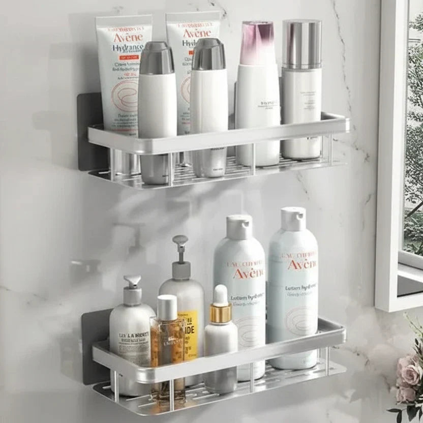 Wall Mount Adhesive Shower Caddy Corner Organizer – No-Drill Waterproof Storage Rack for Bathroom, Toilet & Sink – ABS & Steel in Black or S | Thomler