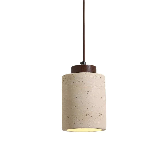 Natural Stone Hanging Lamp 6.5 Inch Travertine Shade Soft Warm Glow Overhead Fixture Bedroom Bedside Accent Nordic Minimalist Design | Thomler