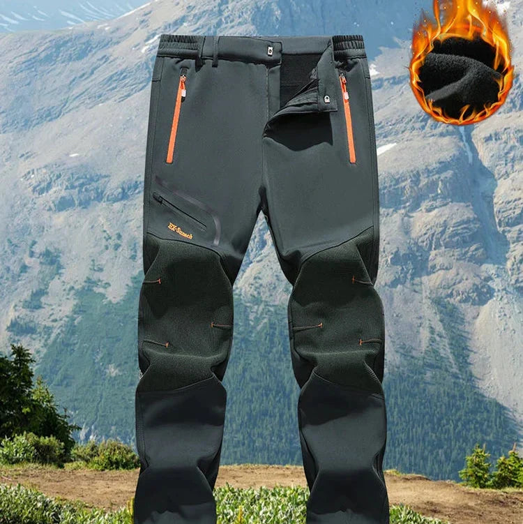 Pantalones de senderismo aislantes para hombre, resistentes a la intemperie, forrados de forro polar, pantalones para actividades al aire libre, equipo para clima frío para acampar, esquiar y pescar | Thomler
