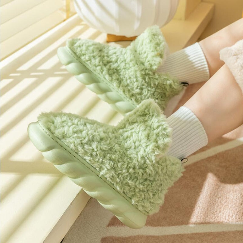 Women's Plush Memory Foam House Slippers with Non-Slip Sole for Indoor Comfort – Cozy Fleece Bedroom Footwear for Winter