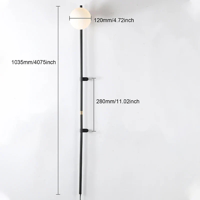 Wandlamp met stekker en verstelbare arm voor slaapkamer, woonkamer, hal, kantoor, zwart/wit, modern minimalistisch leeslamp-armatuur, eenvoudig | Thomler