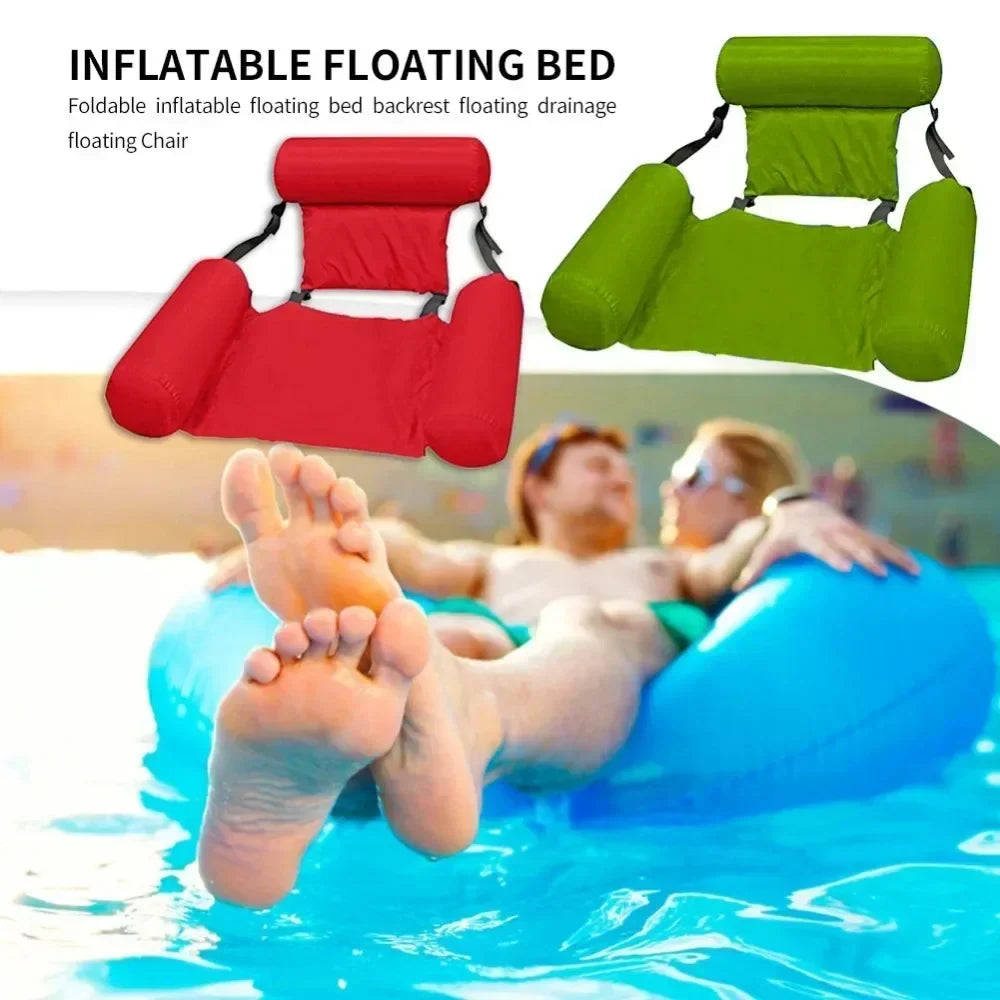 Inflatable Pool Lounger with Backrest – Floating Water Chair for Pool, Lake & Beach