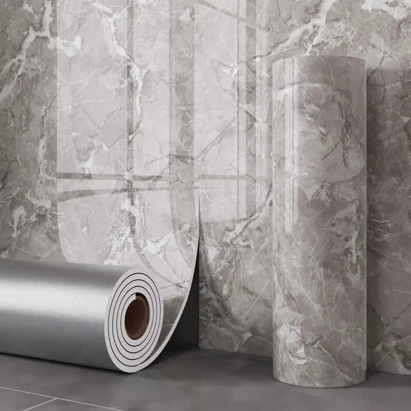 Self-Adhesive Vinyl Film Gray Marble Look Peel and Stick Wallpaper Contact Paper for Kitchen Counter Cabinet Furniture 15.7 in × 118 in | Thomler