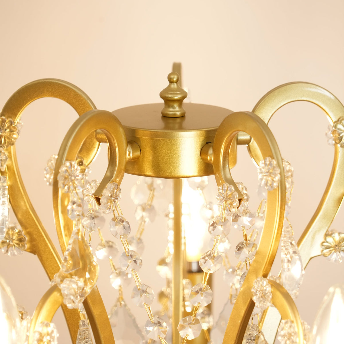 Crystal Accent Floor Lamp with Iron Frame | Vintage White & Gold Standing Light for Bedroom Living Room | Dimmable E14 Compact 21-Inch Heigh | Thomler