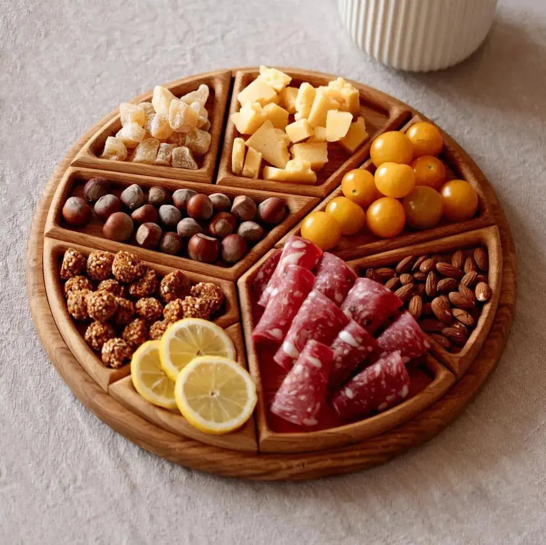 Wooden Serving Tray Set with Removable Compartments for Snacks Fruit Cheese Appetizers | Sectioned Food Platter for Kitchen Dining Room Ente | Thomler