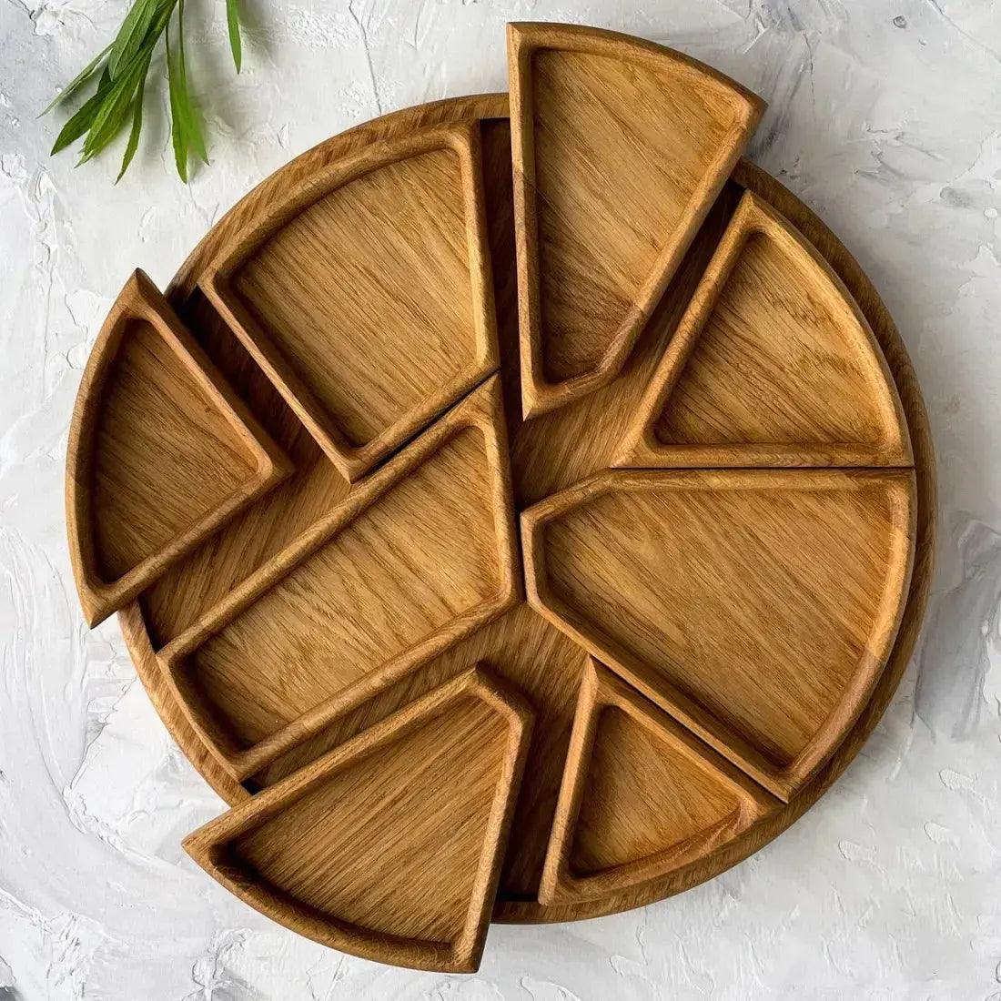 Wooden Serving Tray Set with Removable Compartments for Snacks Fruit Cheese Appetizers | Sectioned Food Platter for Kitchen Dining Room Ente | Thomler