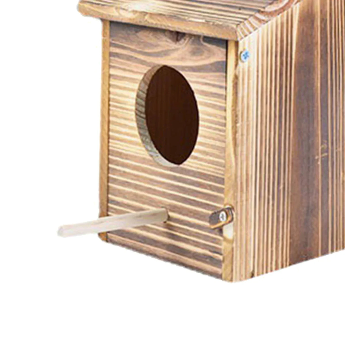 Houten vogelhuisje 22 cm met zijdeur voor buiten, om op te hangen in de tuin, op het terras of balkon, natuurlijke schuilplaats van hout voor kleine vogels | Thomler