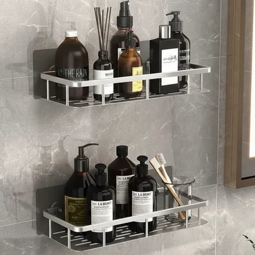 Wall-Mounted Corner Organizer Rack ABS Adhesive No-Drill Bathroom Caddy Triangle Rectangle Shape Holds Shampoo Soap Toiletries for Small Spa | Thomler