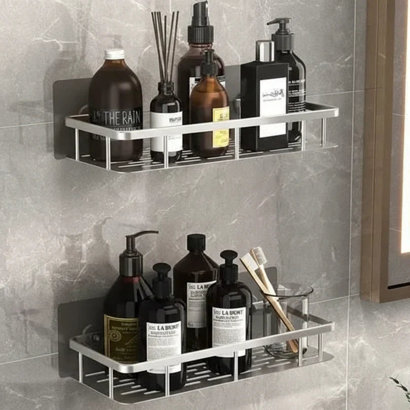 Wall Mount Adhesive Shower Caddy Corner Organizer – No-Drill Waterproof Storage Rack for Bathroom, Toilet & Sink – ABS & Steel in Black or S | Thomler