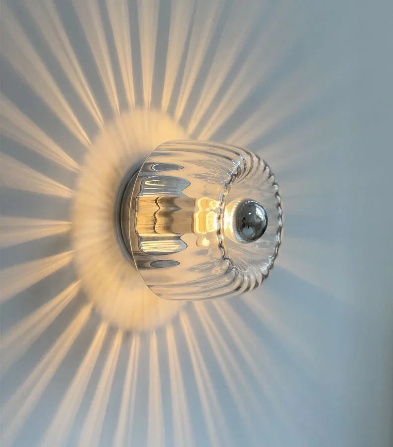 E14 Glass Sconce for Bedrooms, Hallways & Living Rooms – 6.3 in Minimalist Indoor Accent Fixture with Metal Frame & Rotary Switch for Modern | Thomler