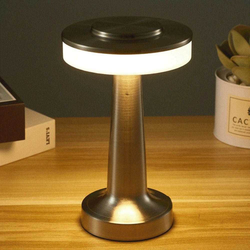 Rechargeable LED Desk Lamp with Touch Control & 3 Light Modes – Cordless Nightstand Light for Bedroom, Office & Living Room – Chrome Finish | Thomler