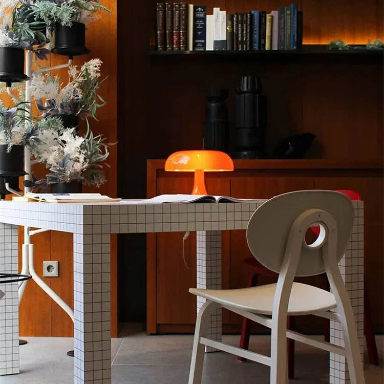 Paddenstoel Nachtkastlamp 28 cm hoog oranje accentlamp voor slaapkamer bureau bedleeslamp modern retro koepelvorm zachte gloed kleine ruimte L | Thomler