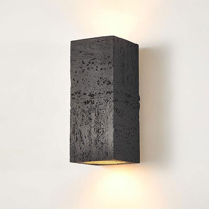 Rectangular Cement Sconce with Bidirectional Glow for Bedrooms, Hallways & Living Areas | Minimalist Stone-Effect Fixture | Thomler