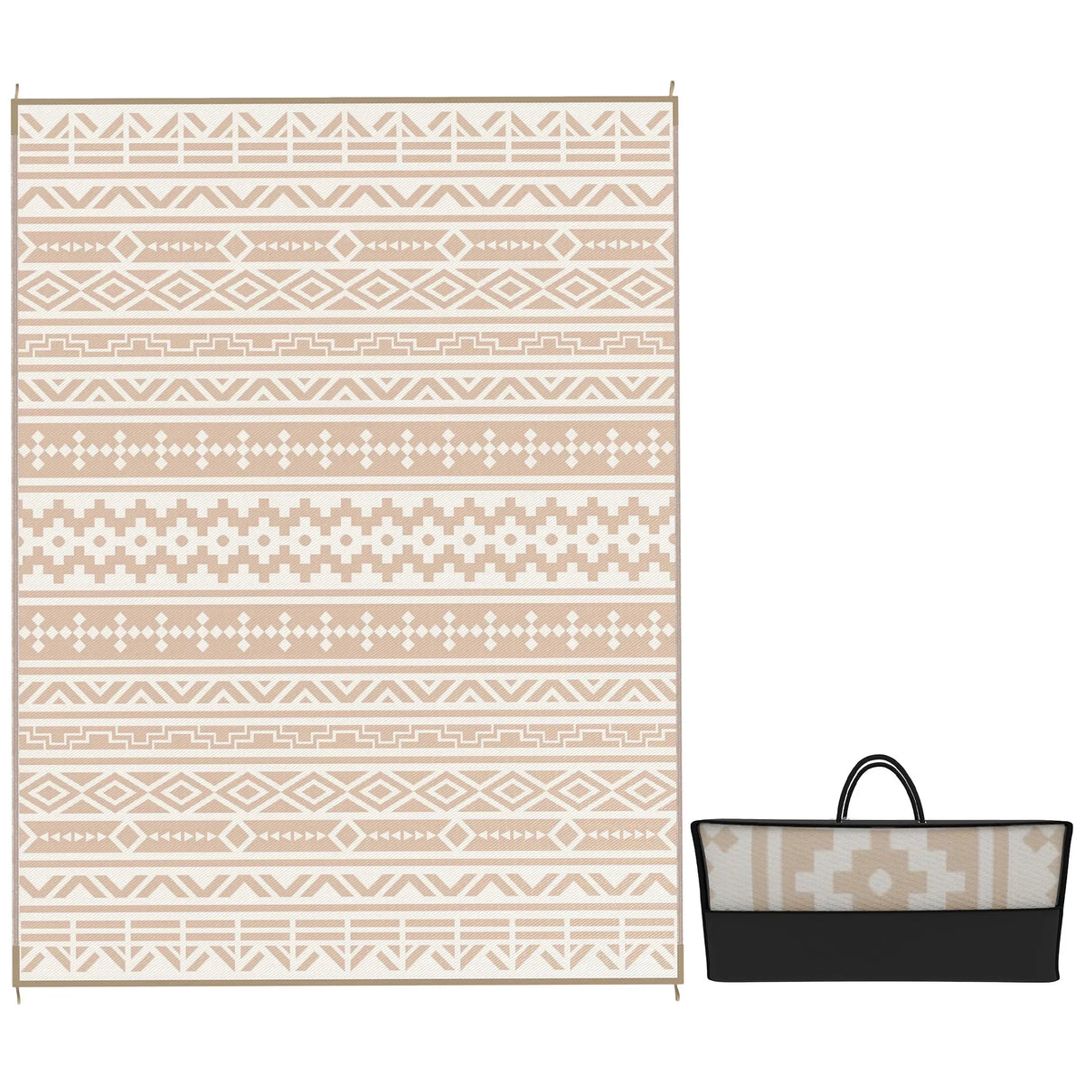 Reversible Outdoor Floor Mat 12 × 9 Feet Khaki Beige Polypropylene All-Weather Rug for Patio Garden Camping Beach Picnic Large Family Seatin | Thomler