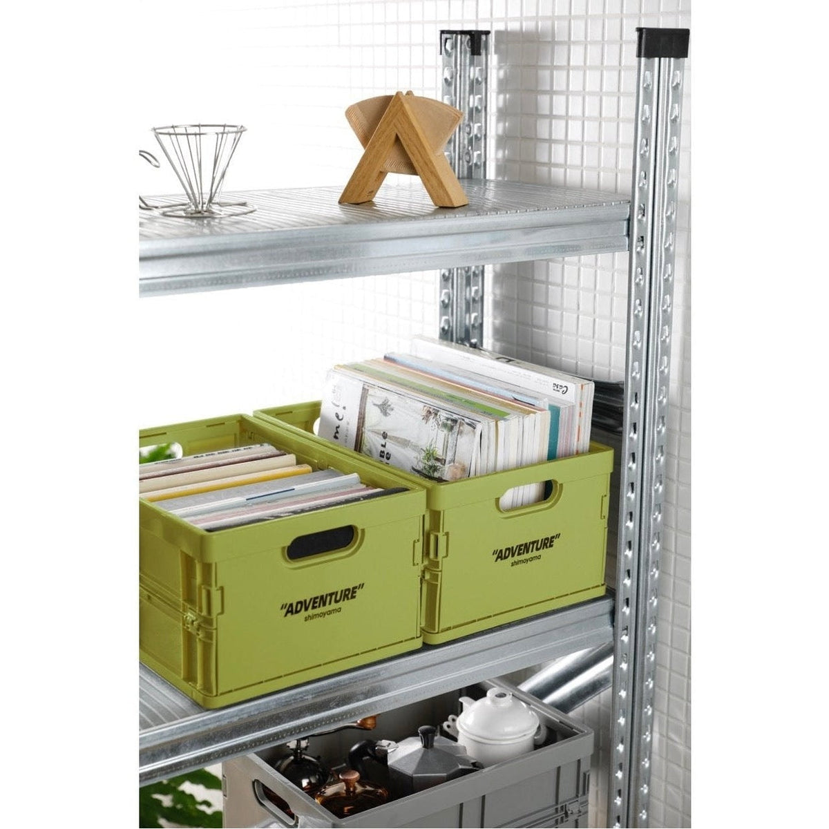 Collapsible Plastic Bin 14 x 10 x 7 Inches Gray Office File Holder Letter-Size Lightweight Desk Organizer Nestable Container for Home Worksp | Thomler