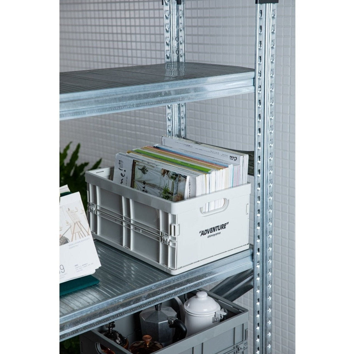 Collapsible Plastic Bin 14 x 10 x 7 Inches Gray Office File Holder Letter-Size Lightweight Desk Organizer Nestable Container for Home Worksp | Thomler