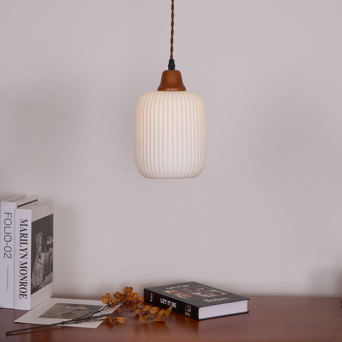 Ceramic Hanging Light Fixture White 9 Inch Diameter Adjustable Cord for Kitchen Island Dining Table Bedroom Restaurant Modern Farmhouse Styl | Thomler