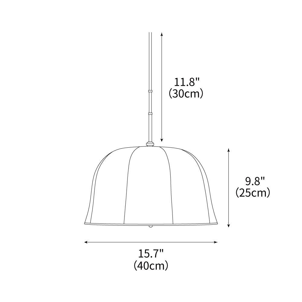 Fabric Drum Shade Ceiling Fixture 15 in Gold Metal Frame Height-Adjustable Drop Light for Dining Spaces Bedchambers Entryways Modern Farmhou | Thomler