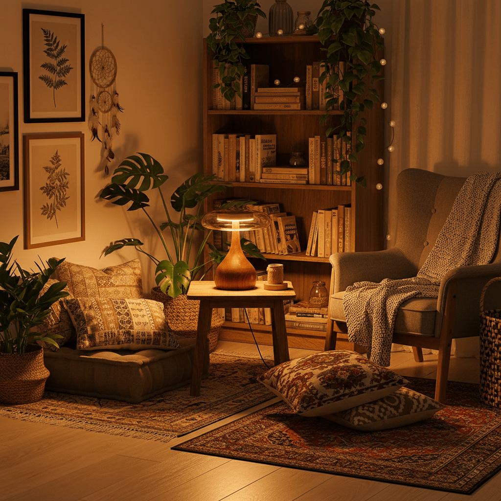Lámpara de escritorio LED con pantalla de vidrio ámbar y base de madera natural para oficina en casa, dormitorio y mesa de noche | Temperatura de color ajustable 3000K-6000K | Thomler