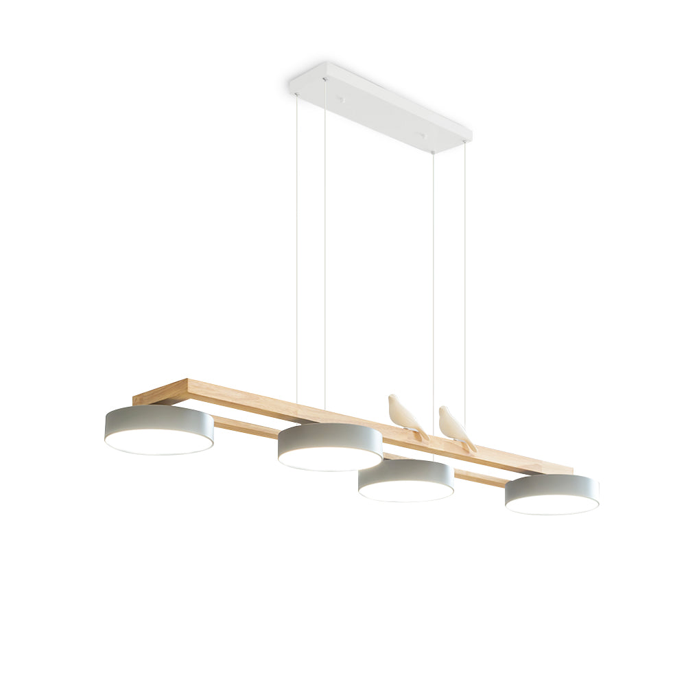 Linear LED Fixture with Bird Accents for Kitchen Island Dining Room 40 in Wooden Hanging Light 1400 Lumens Adjustable Modern Farmhouse Overh | Thomler