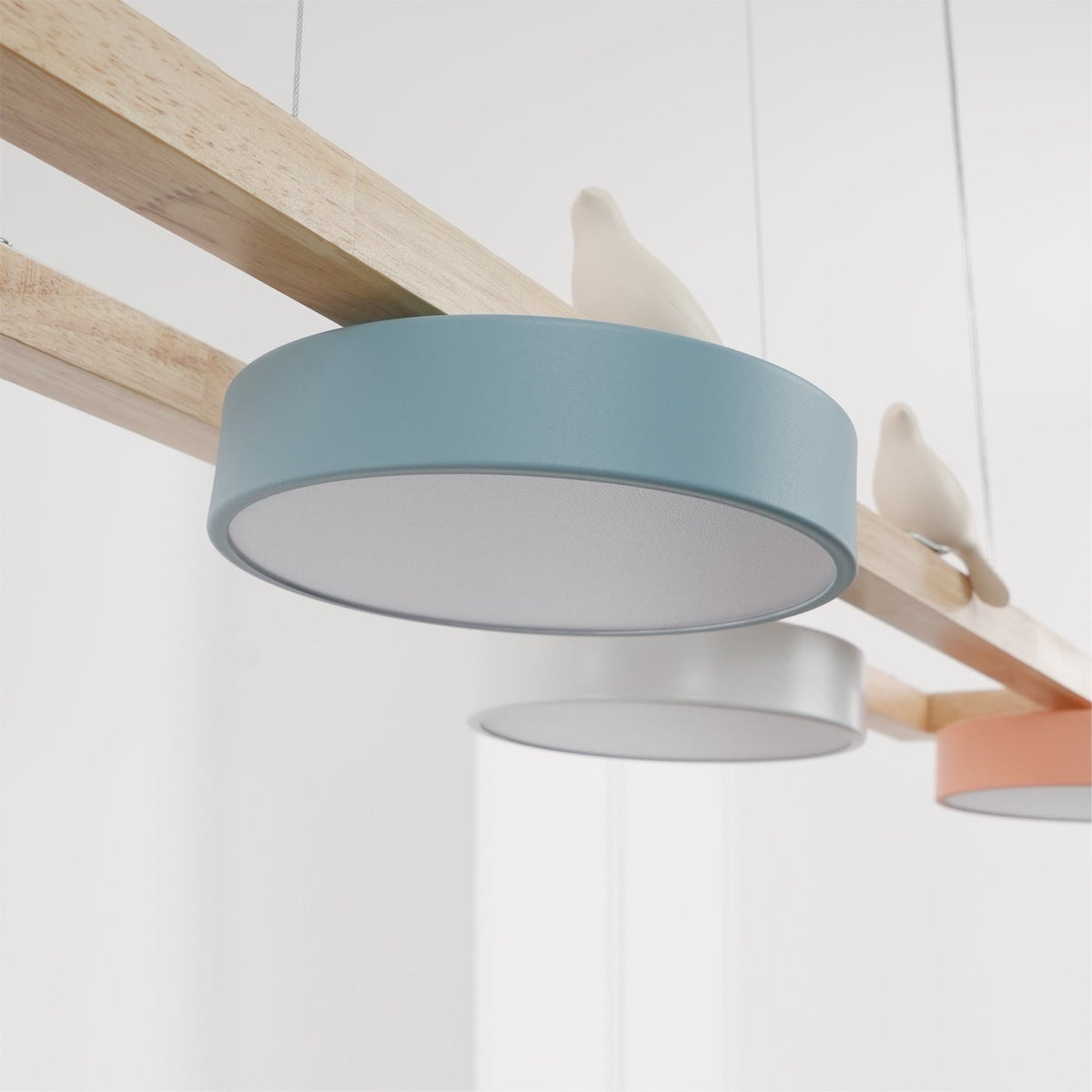Linear LED Fixture with Bird Accents for Kitchen Island Dining Room 40 in Wooden Hanging Light 1400 Lumens Adjustable Modern Farmhouse Overh | Thomler