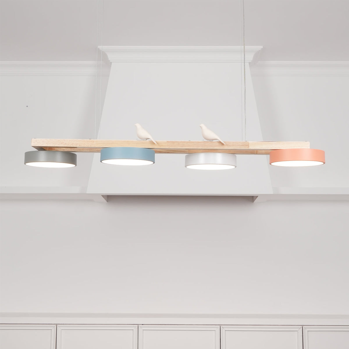Linear LED Fixture with Bird Accents for Kitchen Island Dining Room 40 in Wooden Hanging Light 1400 Lumens Adjustable Modern Farmhouse Overh | Thomler