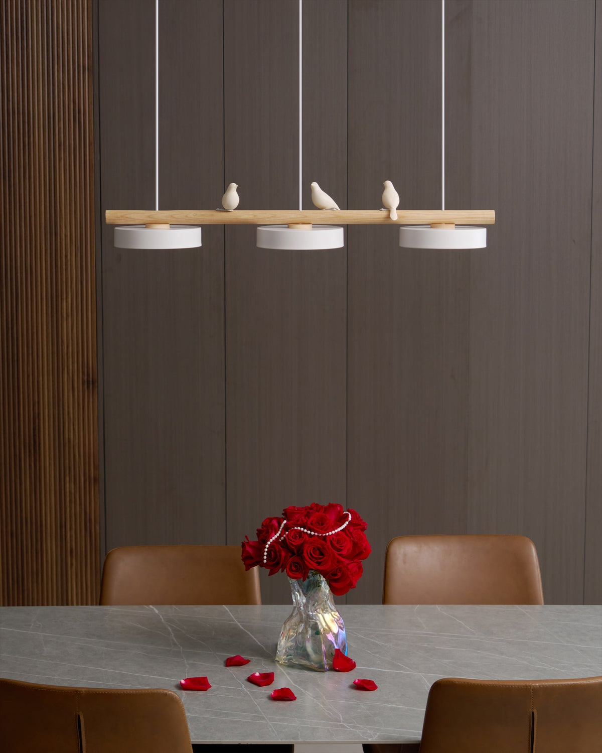 Sculptural Bird Ceiling Light 31 in with Movable Resin Accent LED Dimmable Metal Wood for Dining Room Bedroom Living Room Kitchen Modern Art | Thomler