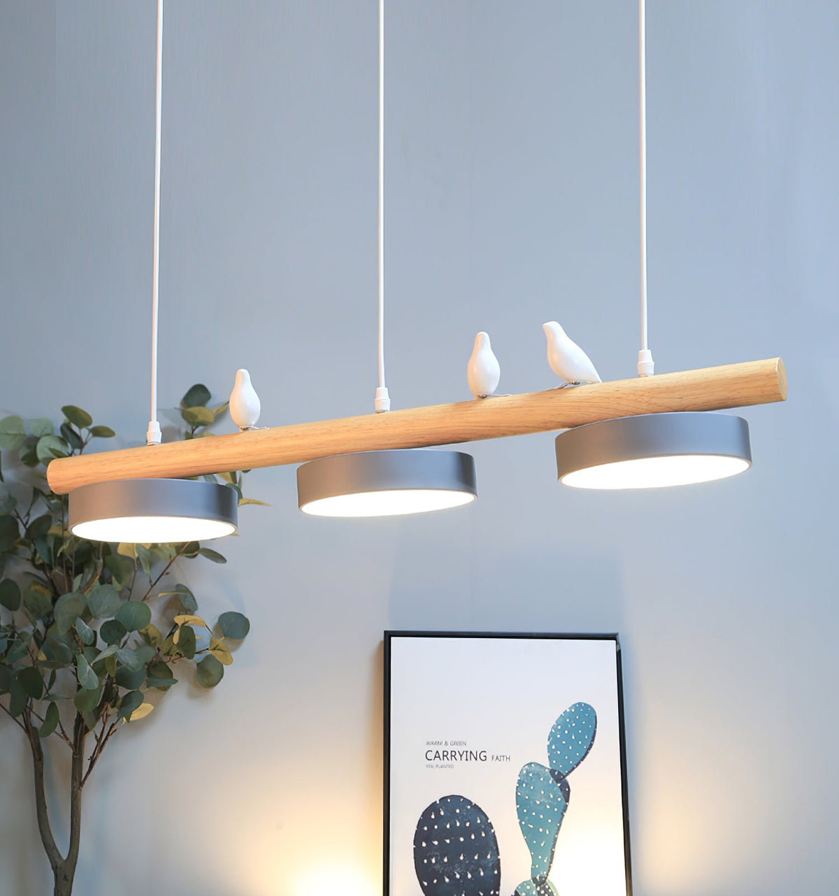 Sculptural Bird Ceiling Light 31 in with Movable Resin Accent LED Dimmable Metal Wood for Dining Room Bedroom Living Room Kitchen Modern Art | Thomler