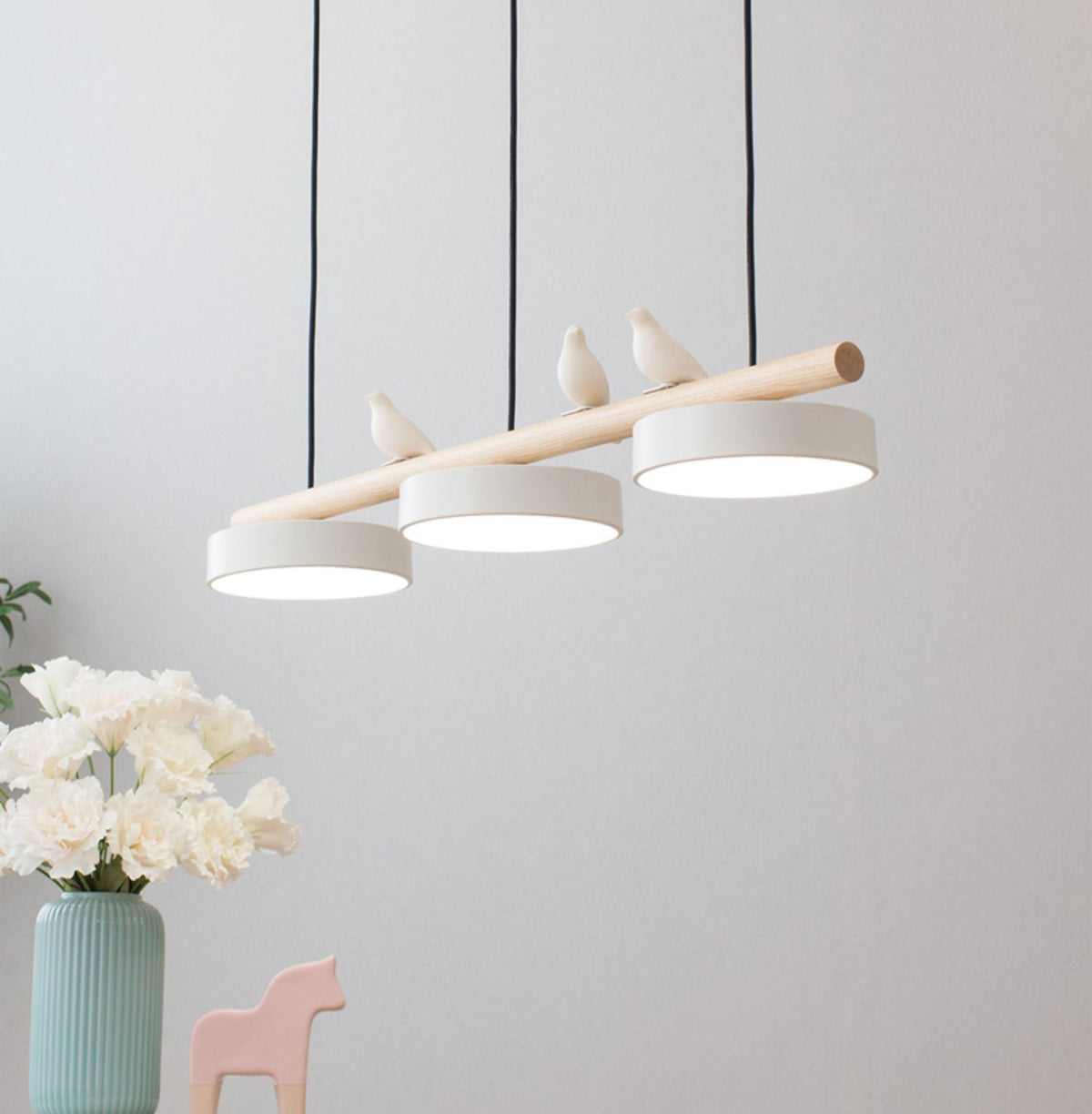 Sculptural Bird Ceiling Light 31 in with Movable Resin Accent LED Dimmable Metal Wood for Dining Room Bedroom Living Room Kitchen Modern Art | Thomler