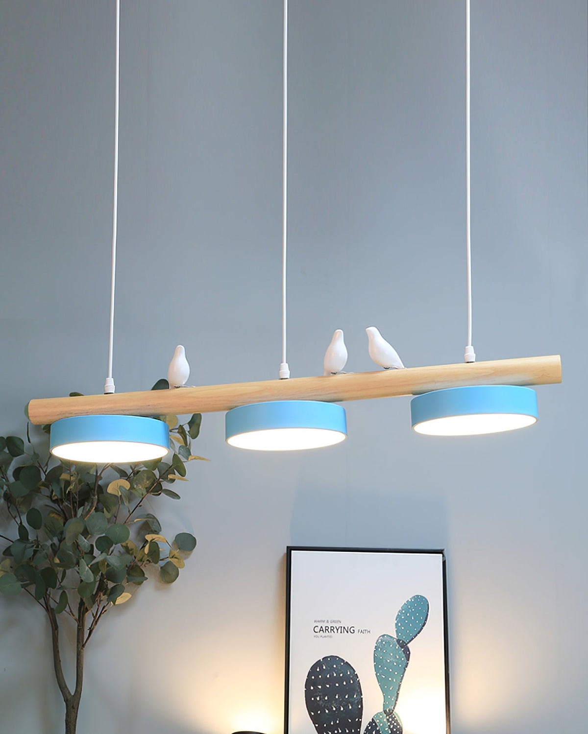 Sculptural Bird Ceiling Light 31 in with Movable Resin Accent LED Dimmable Metal Wood for Dining Room Bedroom Living Room Kitchen Modern Art | Thomler