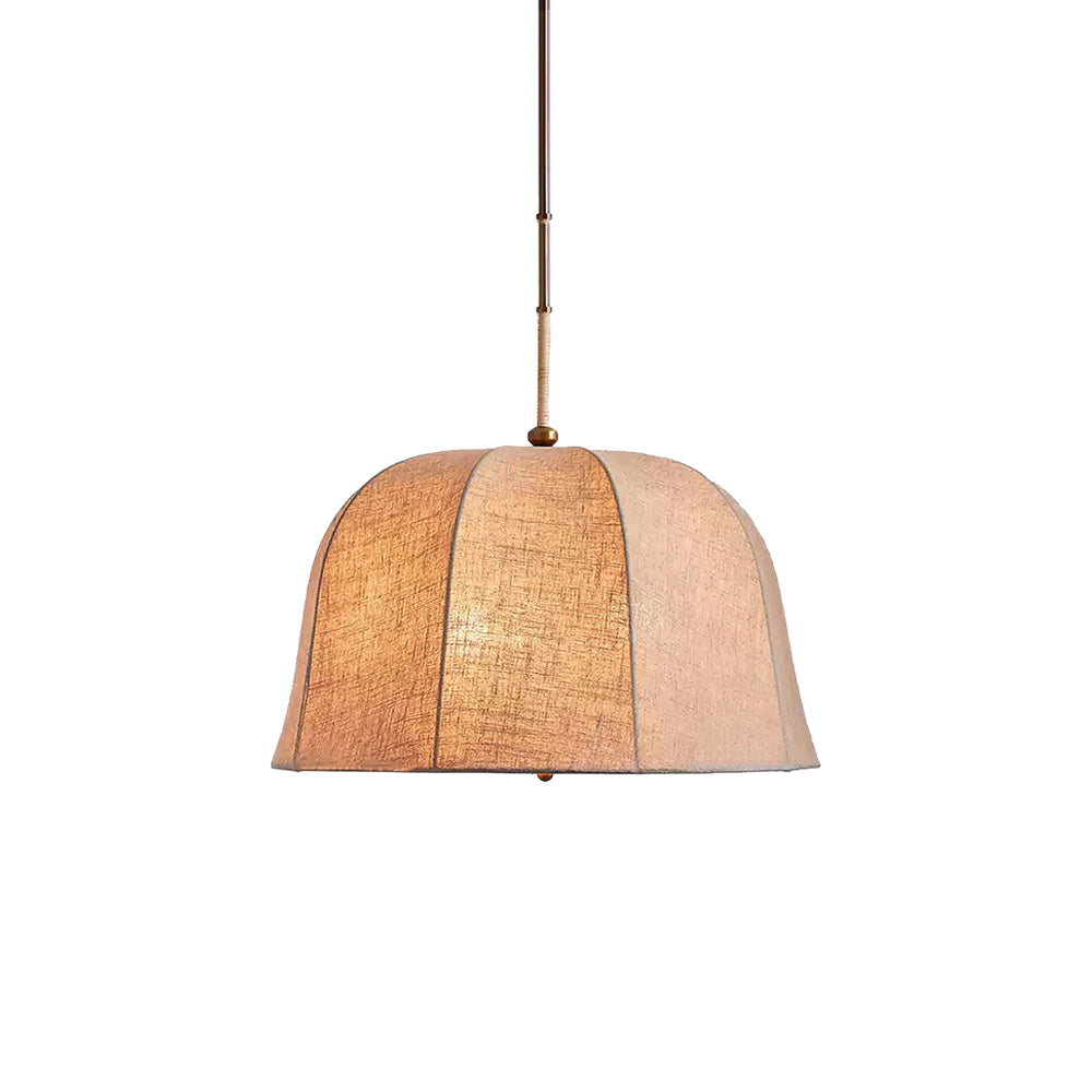 Fabric Drum Shade Ceiling Fixture 15 in Gold Metal Frame Height-Adjustable Drop Light for Dining Spaces Bedchambers Entryways Modern Farmhou | Thomler